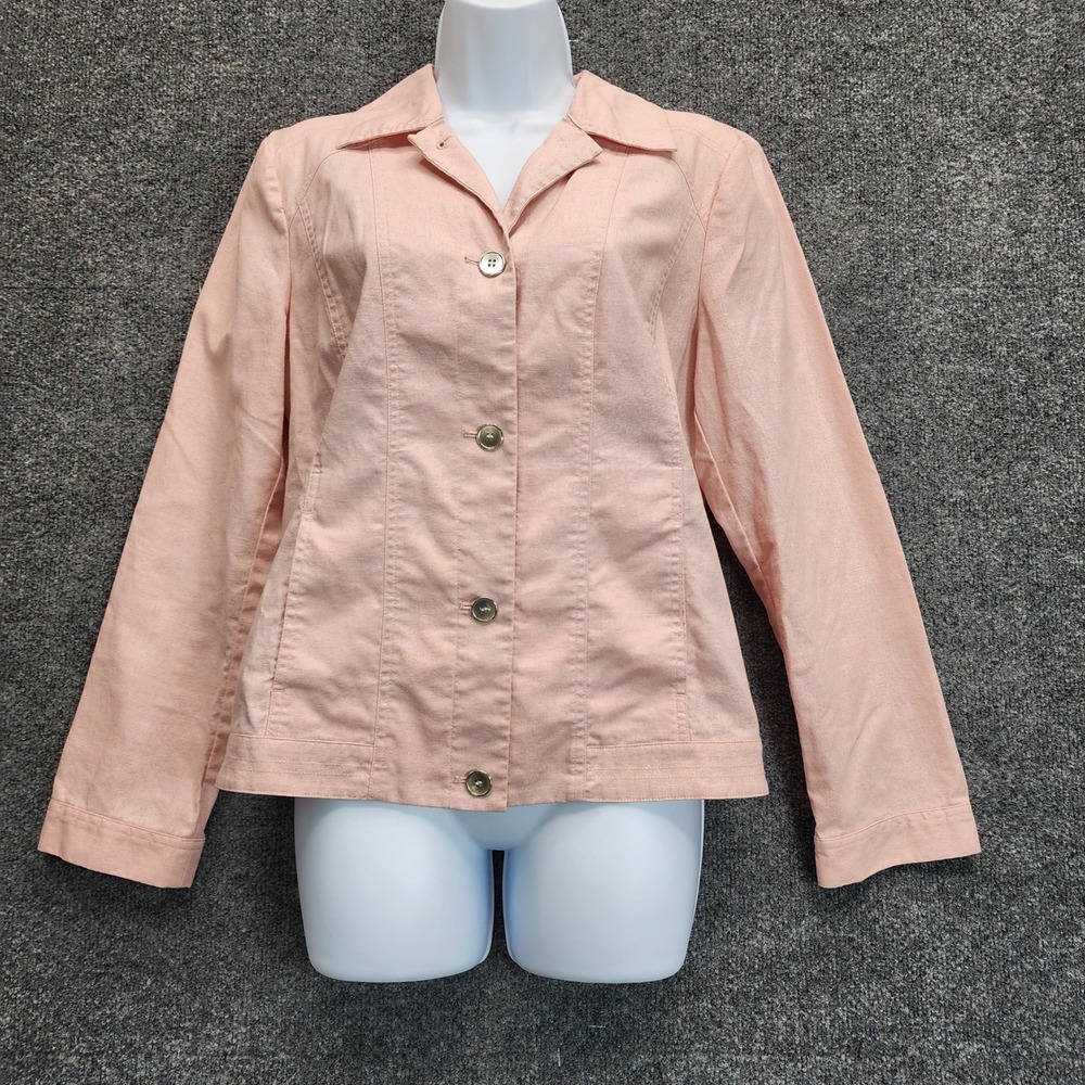 Chico's Linen Cotton Blend Lightweight Button Front Spring Jacket Women's 1